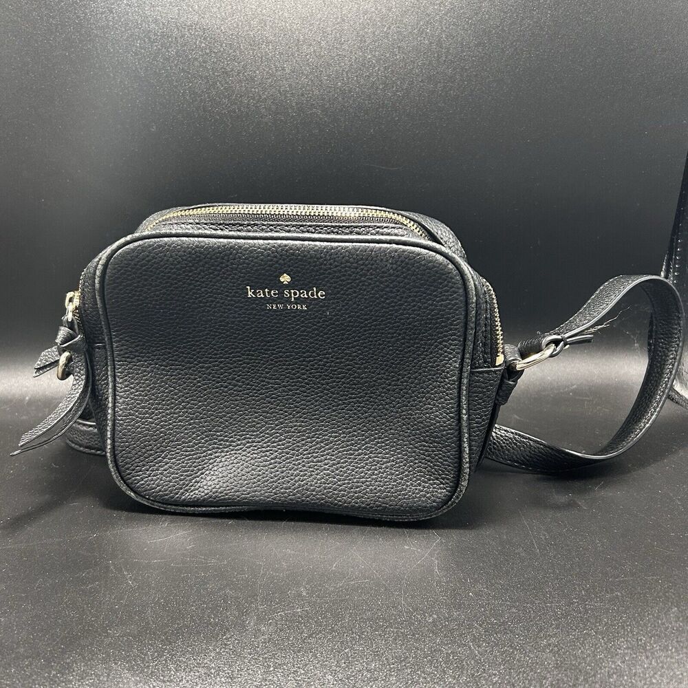 Kate Spade Handbag Women's Small 8" Black 100% Cow Leather Zip Top Strap